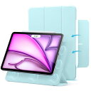 ESR iPad Air 13インチ ケース M2 2024専用、iPad Pro 12.9 ケース 第6/5/4世代(2022/2021/2020) 強力マグネット吸着式 スリムな三つ折りスタンドケース Pencil Pro/USB-C完全対応 自動ウェイク/スリープ 耐久性保護 Reboundシリーズ フレッシュ・ブルー(2)