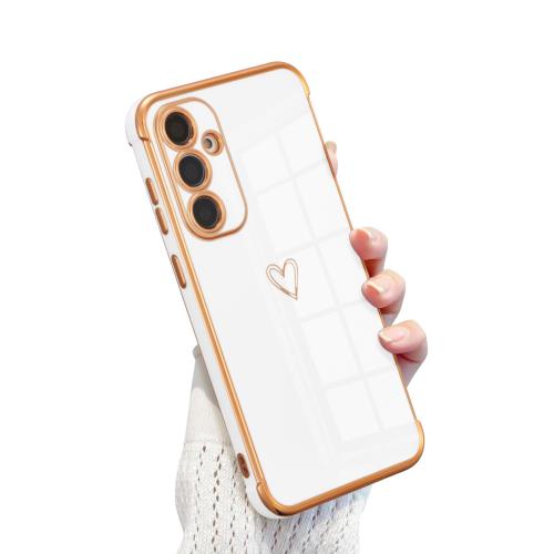 QLTYPRI Galaxy A55 5Gケース SC-53E/ SCG27 TPU カバー ハート模様 おしゃれ 韓国 可愛い 女性 人気 薄型 軽量 耐衝撃 スマホケース レンズ保護 落下防止 ワイヤレス充電対応 ストラップホール付き ギャラクシーA55 ケース - ホワイト #2