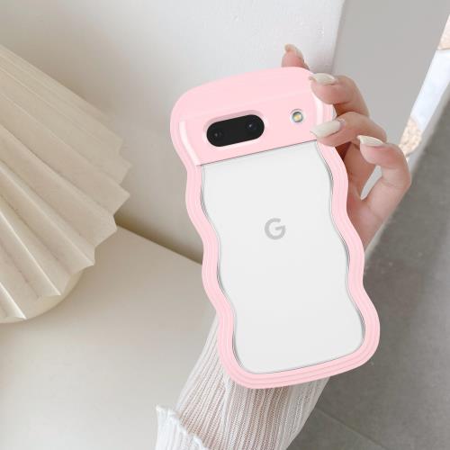 QLTYPRI 対応 Google Pixel 8a ケース クリア TPUカバー ウェーブ おしゃれ 韓国 可愛い Pixel8aケース 透明 薄型 軽量 耐衝撃 スマホケース ワイヤレス充電対応 ストラップホール付き ピクセル 8a ケース 対応 - ピンク