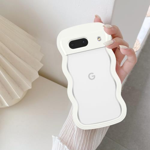 QLTYPRI 対応 Google Pixel 8a ケース クリア TPUカバー ウェーブ おしゃれ 韓国 可愛い Pixel8aケース 透明 薄型 軽量 耐衝撃 スマホケース ワイヤレス充電対応 ストラップホール付き ピクセル 8a ケース 対応 - ホワイト