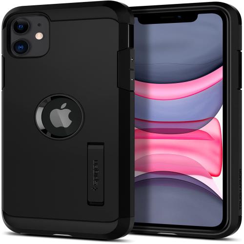 Spigen iPhone11ケース 耐衝撃 米軍MIL規格取得 スタンド機能 カメラ保護 傷防止 衝撃 吸収 Qi充電 ワイヤレス充電 タフ アーマー 076CS27190 (ブラック)