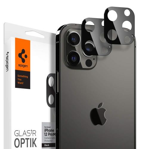 Spigen Glas tR Optik iPhone 12 Pro Max 用 カメラフィルム 保護 iPhone12Pro Max 用 カメラ レンズ ブラック 2枚入