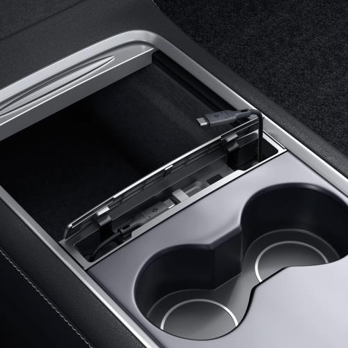 Spigen ケーブル オーガナイザー ステーション Tesla Model 3 および Y 2024/2023/2022 用 Model 3 2024 Refresh とは互換性 ケーブルは付属しません ACP07085 TO271 (ブラック)