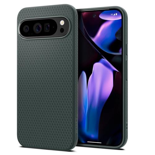 Spigen Pixel9 Pro XL ケース 耐衝撃 薄型 重さ34g ストラップホール付き 米軍MIL規格取得 カメラ保護 傷防止 衝撃吸収 リキッド・エアー ACS07717(アビス・グリーン)