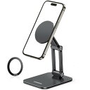 UGREEN スマホスタンド MagSafe対応 卓上用 マグネットスタンド 折り畳める iPhone15 14 13 12シリーズ対応 MagSafeケース対応 三関節調整 アルミニウム合金製 マグセーフスタンド ブラック(2)