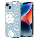 Spigen コラボレーション iPhone 14 ケース クリア ストラップホール 米軍MIL規格 ウルトラ・ハイブリッド ACS07560-XI01089 (クリスタル・クリア/スマイル)