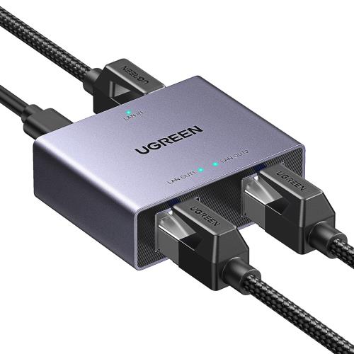 UGREEN LAN 分配器 LAN ハブ RJ45 高速1000Mbps 1入力2出力 スイッチングハブ LANケーブル 分岐 2台同時使用 Cat5/Cat5e/Cat6/Cat7/Cat8対応 ネットワーク拡張 二股同時出力 有線LAN中継器 Switch/PS5/PS4に対応