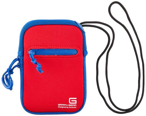 エレコム デジタルカメラケース ソフトケース ネックストラップ付 ネオプレン Sサイズ [ 参考収容寸法:61×27×100.5mm ] レッド DGB-063RD