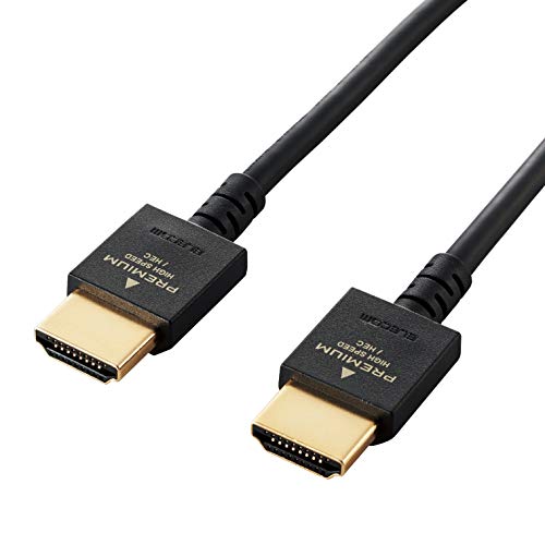 エレコム(ELECOM) HDMI ケーブル 1.5m プレミアム 4K 2K (60P) HDR やわらかケーブル 小型コネクタ仕様 ブラック DH-HDP14EY15BK