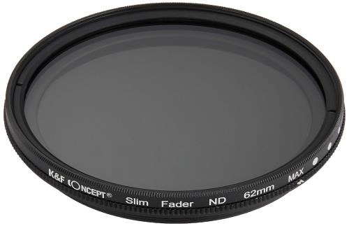K&F Concept バリアブル NDフィルター 可変式ND 減光範囲ND2~ND400 薄枠設計 (国内正規品) (62mm, 可変式ND)