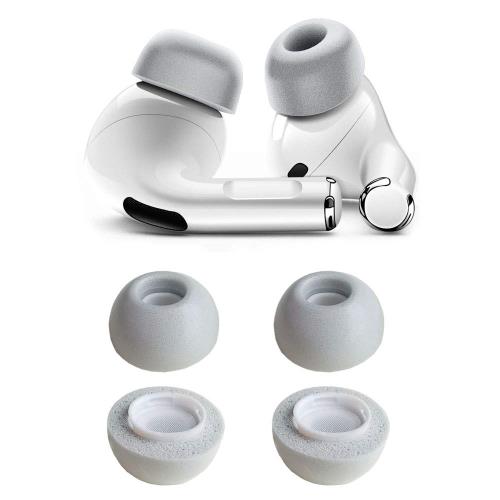 VSuRing Airpods Pro2/1用 イヤーピース 低反発 ウレタン製 ノイズ低減 音質向上 遮音性 滑り止め 柔らかい 耳垢ガード エアーポッズ プロ用 イヤーチップ メモリーフォーム スポンジ 収納ケース付 (M*4個, グレー)