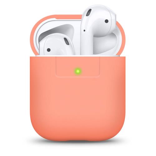 elago AirPods 対応 ケース シリコン 製 シンプル 保護 カバー 耐衝撃 傷防止 保護 アクセサリー [ Apple AirPods1 / AirPods2 Wireless Charging Case エアーポッズ 対応 ] AIRPODS CASE ピーチ