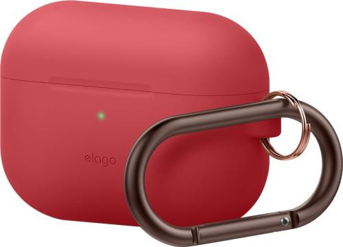 elago AirPods Pro 対応 ケース カラビナ 付き 耐衝撃 シンプル シリコン カバー 衝撃 吸収 スリム ソフト ケースカバー 落下防止 保護 アクセサリー [ Apple AirPodsPro MWP22J/A エアーポッズPro エアーポッズプロ 対応 ] ORIGINAL HANG レッド