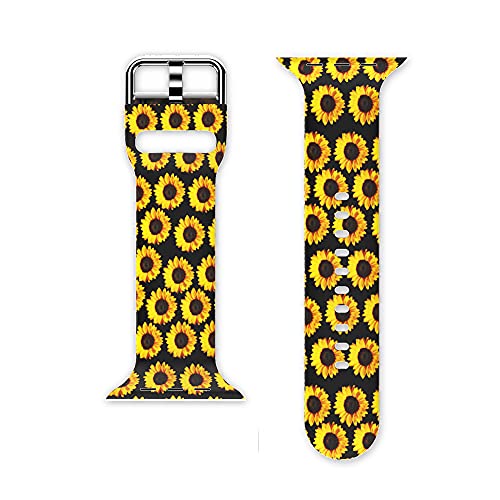 QLTYPRI コンパチブル Apple Watch バンド スポーツシリコンバンド 38mm 40mm 42mm 44mm シリコン製 スポーツバンド 交換ベルト通気 柔らかい 防水性 耐衝撃 男性 レディース iWatch Ultra SE Series 8/7/6/5/4/3/2/1 に対応(ひまわり,40mm)