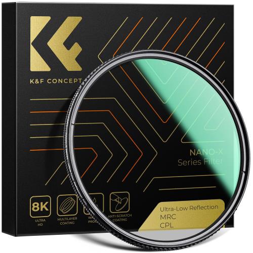 KF Concept 62mm CPLフィルター 超低反射0.1% コントラスト 反射調整 超低反射PLフィルター 高透過率45% 円偏光フィルター 両面28層コーティング 光学ガラス 撥水撥油キズ防止 （NANO-Xシリーズ）