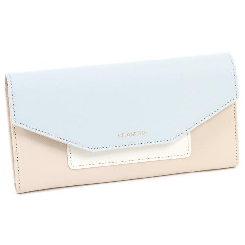 [キタムラ] 3色カラー 長財布 PH0784 ベージュ／アイスブルー 50211