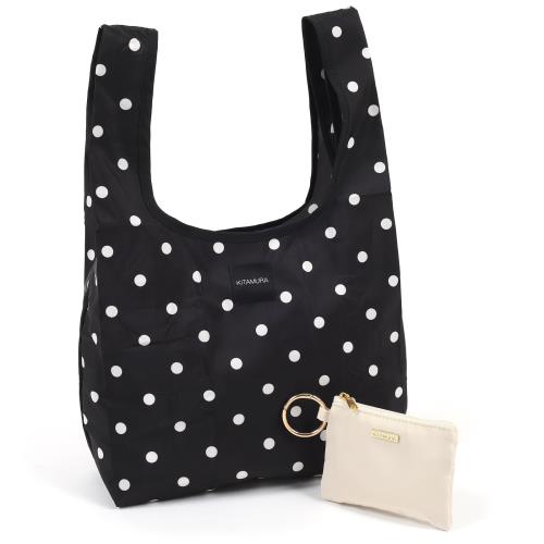 [キタムラ] ポーチ付き エコバッグ BN0006 レディース ブラック（ドット） [黒] 15151