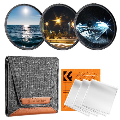 KF Concept 55mm クロスフィルター 4本+6本+8本 3点セット クロス効果 効果フィルター 18層コーティング 薄枠 3枚クリーニングクロス付属 夜景・イルミネーションに最適（NANO-K シリーズ）