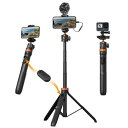 スマホカメラ三脚KF Concept 自撮り棒 7段伸縮 最大高さ159cm コールドシュー付き 卓上スタンド 360度回転 自由雲台 1/4ネジ穴 持ち運び便利 vlog ビデオカメラ GoProに対応 セルカ棒