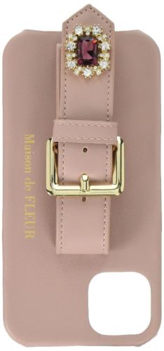 [メゾン ド フルール] スマホケース ビジューバックルベルトアイフォン13ケース レディース ピンクベージュ