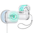 ESR AirPods 第4世代ケース(HaloLock) AirPods第4世代(2024)(USB-C)対応 MagSafe対応 マグネット蓋ロック ストラップ付き落下防止保護カバー Pulseシリーズ ホワイト(2)