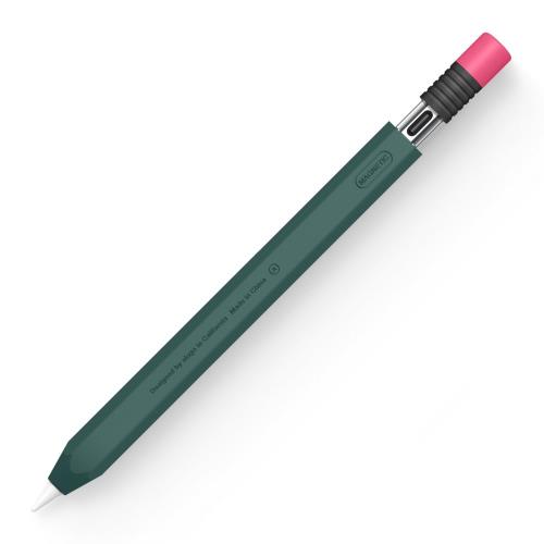 Rakuten - elago Apple Pencil USB-C 対応 カバー かわいい 鉛筆 デザイン 握りやすい 滑り止め グリップ ホルダー 消しゴム 風 キャップ 薄型 ケース [ ApplePencil アップル ペンシル USB - C MUWA3ZA/A 対応 ] CLASSIC CASE ミッドナイトグリーン