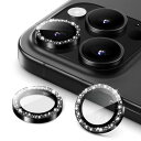 JETech iPhone 16 Pro 6.3インチ / iPhone 16 Pro Max 6.9インチ用 カメラレンズフィルム キラキラ ピカピカ 個別の9H強化ガラス金属リングカバー HDクリア 1セット (ブラック)