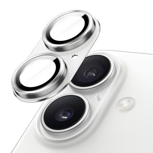 JETech iPhone 16 6.1インチ / iPhone 16 Plus 6.7インチ用 カメラレンズフィルム 全面保護 9H強化ガラス製 リングカバー マットメタルプレート ケースに干渉なし 1枚入り (ホワイト)