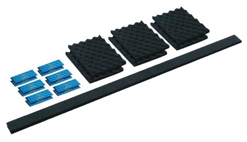 アブソーブウェーブ：表面を凹凸にプロファイル加工し吸音面積を増加。小さな形状でも効率的に吸音を実現。 サウンドプルーフィングテープ：ドアトリムの奥行きの深い部分に貼り付け外部からの不要音を吸音。 バイブレーションコントローラー：ドアトリムのビビりやすい部分に貼り付けドアトリムのビビりを抑制。