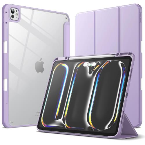 Other - JEDirect iPad Pro 13インチ M4（2024）用 ケース Pencilホルダー付き 透明バックカバー スリムスタンド 衝撃吸収 タブレットカバー オートウェイク/スリープ機能 (パープル)