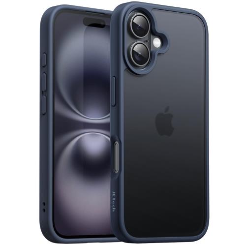 Rakuten - JETech iPhone 16 6.1インチ用 マットケース 耐衝撃性ミリタリーグレードの落下保護 つや消しの半透明背面 スマホカバー 指紋防止 (ストームブルー)
