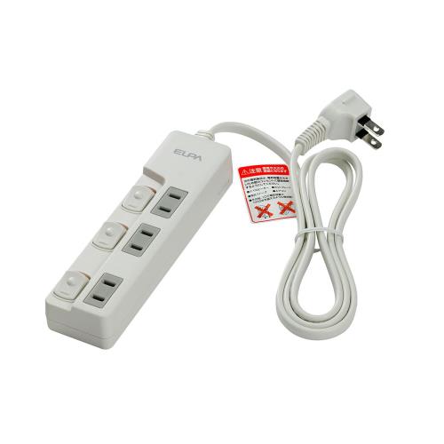 エルパ(ELPA) スイッチ付タップ コンセント 延長コード 省エネ ランプレス 3個口 1m 125V 15A WLS-U31EB(W)