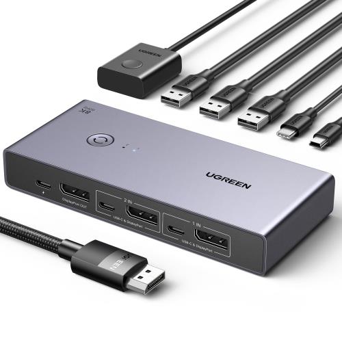 UGREEN 8K@60Hz Displayport KVMش 21 DP1.4 USB 3.0ݡȡ4 (USB-A3 +...