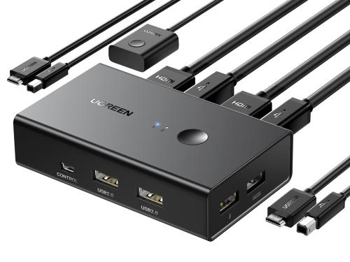 UGREEN HDMI KVMش 21 ܡɡޥ˥ͭ PC2 4K@60Hz USB2.0 4ݡ ...