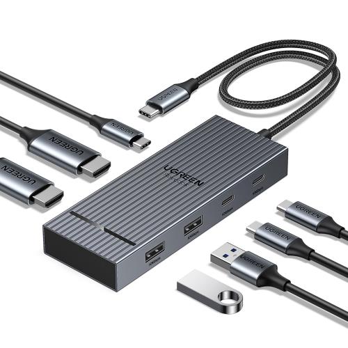 UGREEN 7 in 1 Revodok Pro USB C ɥå󥰥ơ 2*HDMI USB Cϥ 4K@60Hz H...