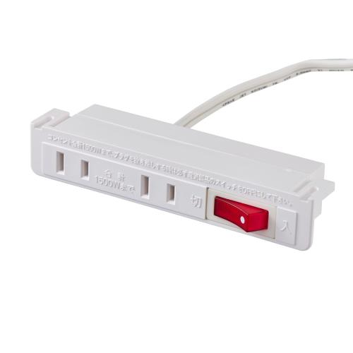 エルパ(ELPA) 家具用スイッチ付コンセント2個口 定格：AC125V 15A 合計1500Wまで コード長：2m 口数：2個口 付属品：丸頭木ネジ 2本(Φ3.8×13mm) カラー：ホワイト プラグ形状：L型プラグ 本体材質：ABS FO-22S(W)
