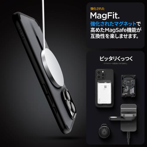 17年社歴の技術力Spigen iPhone 16 Pro ケース MagSafe対応 半透明 クリア ストラップホール 米軍MIL規格 ウルトラ・ハイブリッド・マグフィット ACS08134 (フロスト・ブラック)