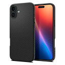 17年社歴の技術力Spigen iPhone 16 ケース TPU ソフト 耐衝撃 ストラップホール 米軍MIL規格 リキッド・エア ACS08194 (マット・ブラック)