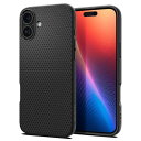 Spigen iPhone 16 Plus ケース TPU ソフト 耐衝撃 ストラップホール 米軍MIL規格 リキッド・エア ACS08066 (マット・ブラック)