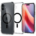 Spigen iPhone 16 ケース クリア MagSafe対応 耐衝撃 ストラップホール 黄変防止 バンパー 米軍MIL規格 ウルトラ・ハイブリッド・マグフィット ACS08206 (ブラック)