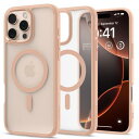 Spigen iPhone 16 Pro ケース MagSafe対応 半透明 クリア ストラップホール 米軍MIL規格 ウルトラ・ハイブリッド・マグフィット ACS08694 (フロスト・ローズ・チタニウム)