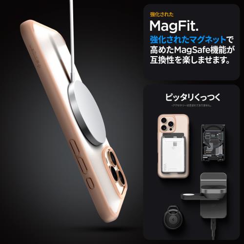 Spigen iPhone 16 Pro ケース MagSafe対応 半透明 クリア ストラップホール 米軍MIL規格 ウルトラ・ハイブリッド・マグフィット ACS08694 (フロスト・ローズ・チタニウム)