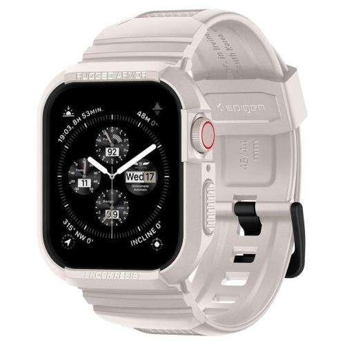 Apple Watch バンド 45mm | 44mm 一体型 ケース カバー 耐衝撃 PC TPU 二重構造 スポーツバンド 落下 衝撃 吸収 耐久性 傷防止 Series 9 / 8 / SE 2 /Series 7 / SE/Series 6 / Series 5 / Series 4 対応 ラギッド・アーマー プロ ACS07386 (デューン・ベージュ)
