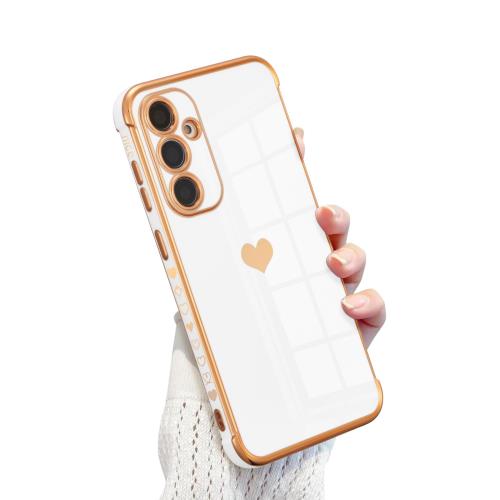 QLTYPRI Galaxy A55 5G ケース docomo SC-53E / au SCG27 TPU カバー ハート 模様 おしゃれ 韓国 可愛い シンプル 薄型 軽量 レンズ保護 耐衝撃性 スマホケース ワイヤレス充電対応 ストラップホール付き ギャラクシーA55 ケース - ホワイト(2.0)