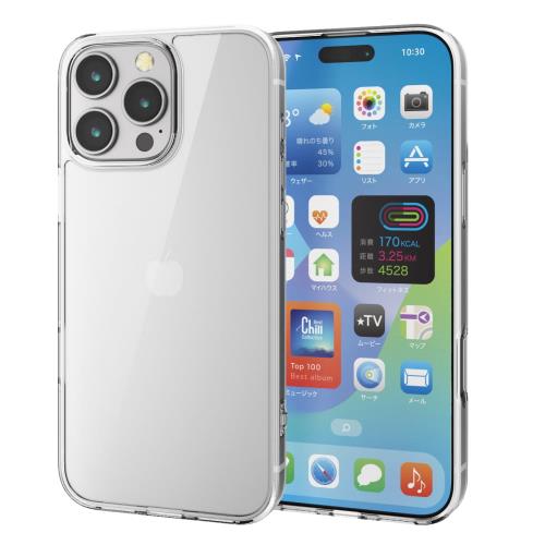 エレコム iPhone 16 Pro Max ケース クリア 強化ガラス背面 硬度9H ハイブリッド ストラップホール付き ワイヤレス充電対応 4つ角エアークッション クリア PM-A24DHVCG1CR