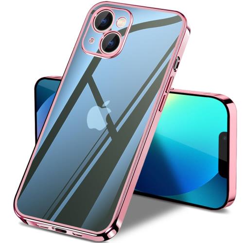iPhone 13 Mini ケース クリア 全面保護 いpほね13mini カバー アイフォン13Mini ソフト 透明 スマホケース TPU 薄型 耐衝撃 軽量 メッキ加工 携帯カバー ストラップホール付き 落下防止 擦り傷防止 5.4インチ（ローズゴールド）