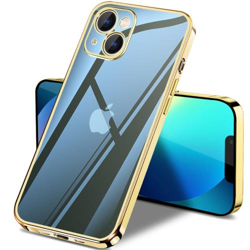iPhone 13 Mini ケース クリア 全面保護 いpほね13mini カバー アイフォン13Mini ソフト 透明 スマホケース TPU 薄型 耐衝撃 軽量 メッキ加工 携帯カバー ストラップホール付き 落下防止 擦り傷防止 5.4インチ（ゴールド）