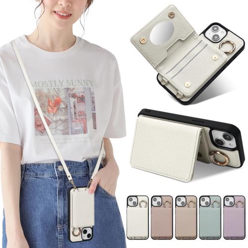 Sences iPhone 14 スマホケース iPhone 14 ケース 手帳型 ショルダー アイフォン 14 スマホケース 手帳型 カード収納 iPhone 14 携帯ケース 手帳型 肩掛け 斜めかけ ストラップ付き 落下防止 アイフォン 14 ケース カード入れ 背面収納 あいふぉん 14 携帯ケース 手帳 お財布