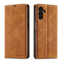 QLTYPRI Galaxy A55 5G ケース 手帳型 ギャラクシー A55 / SC-53E / SCG27 用 カバー スマホケース 財布型 高級PUレザー カード収納 横置き機能 マグネット式 耐衝撃 耐摩擦 指紋防止 TPU バンパー 携帯カバー Galaxy A55 対応- ブラウン