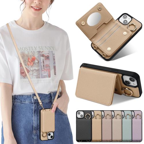 Sences iPhone 13 スマホケース iPhone 13 ケース 手帳型 ショルダー アイフォン 13 スマホケース 手帳型 カード収納 iPhone 13 携帯ケース 手帳型 肩掛け 斜めかけ ストラップ付き 落下防止 アイフォン 13 ケース カード入れ 背面収納 あいふぉん 13 携帯ケース 手帳 お財布